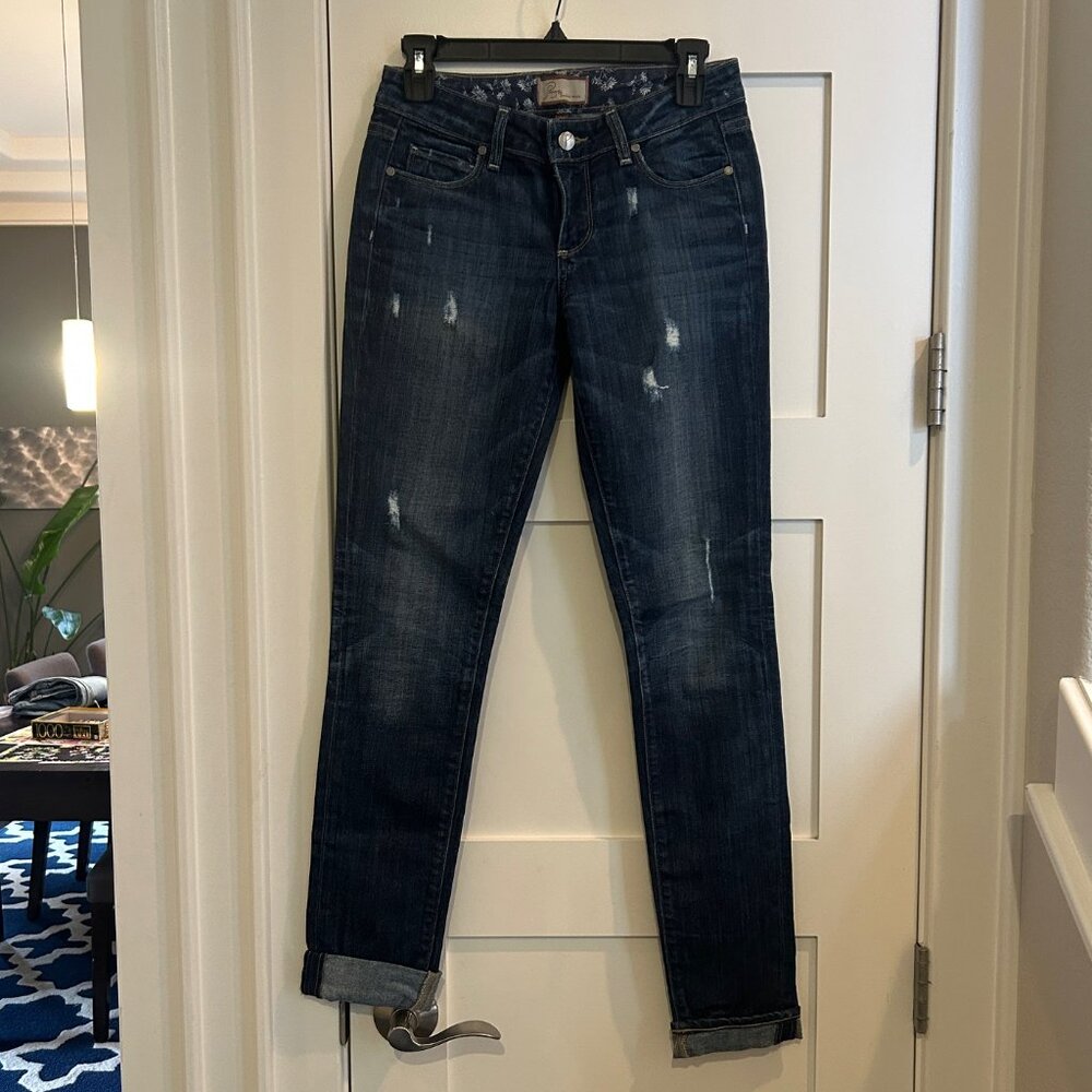 PAIGE Skyline Ankle Peg Distressed Skinny Jeans size 26